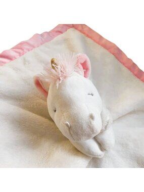 Carters Preferred Kids Pink Unicorn Lovey Plush Toy Gold Horn Satin Trim